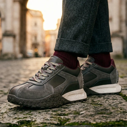 Cairo 7cm height increasing suede leather sneakers for women - Lucimora