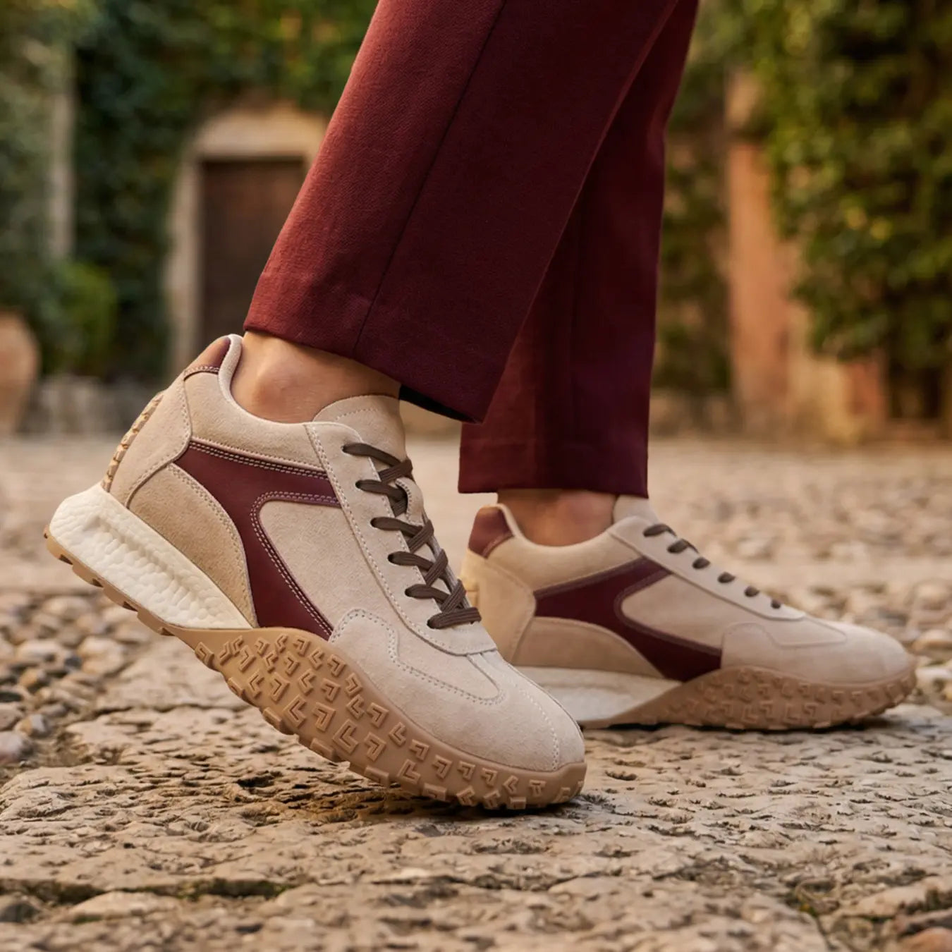 Cairo 7cm height increasing suede leather sneakers for women - Lucimora