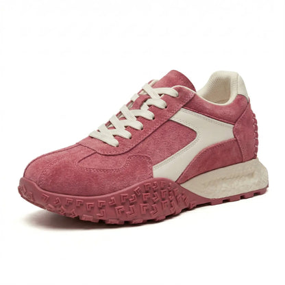 Cairo 7cm height increasing suede leather sneakers for women - Lucimora