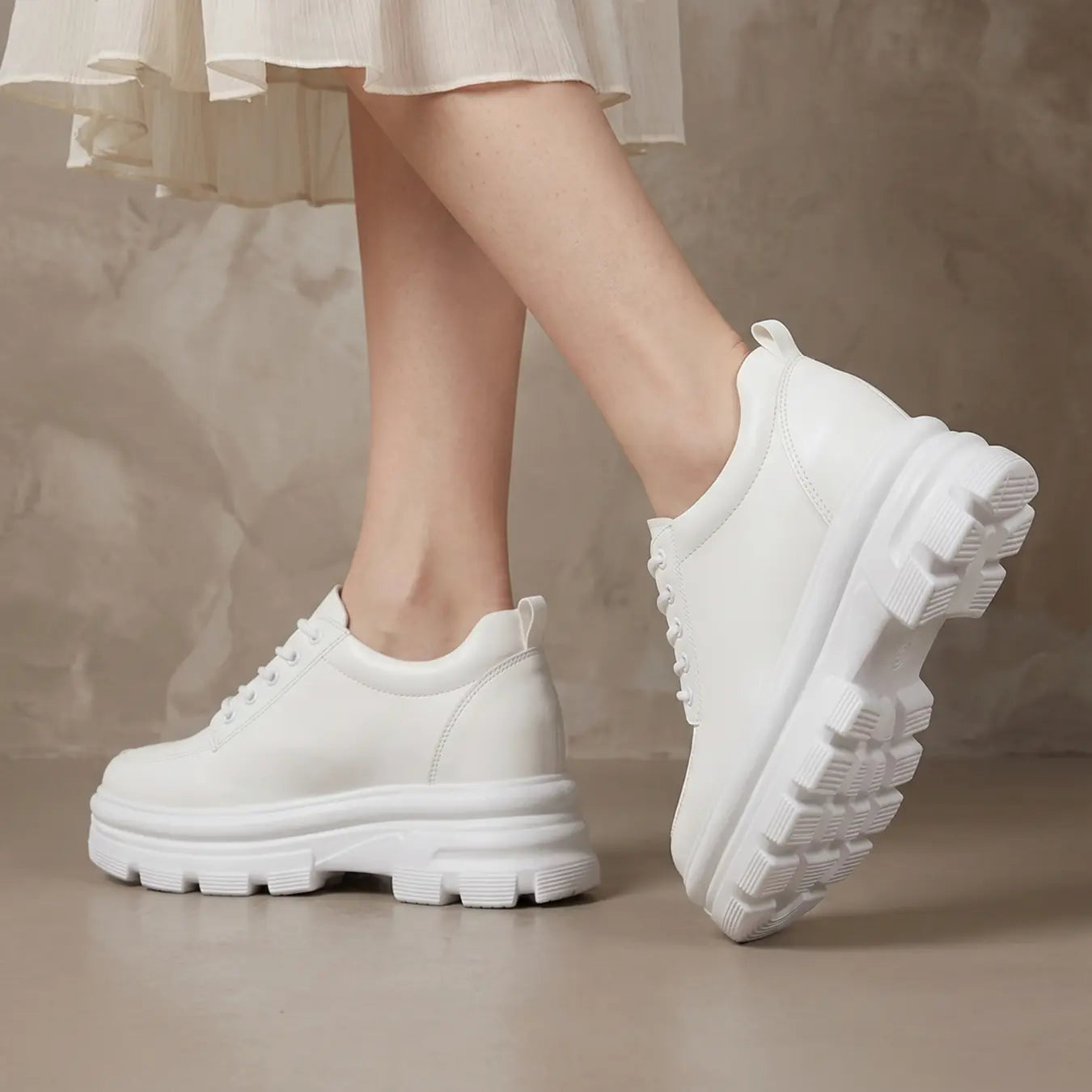 calia 9cm height increasing cowhide leather sneakers for women - lucimora