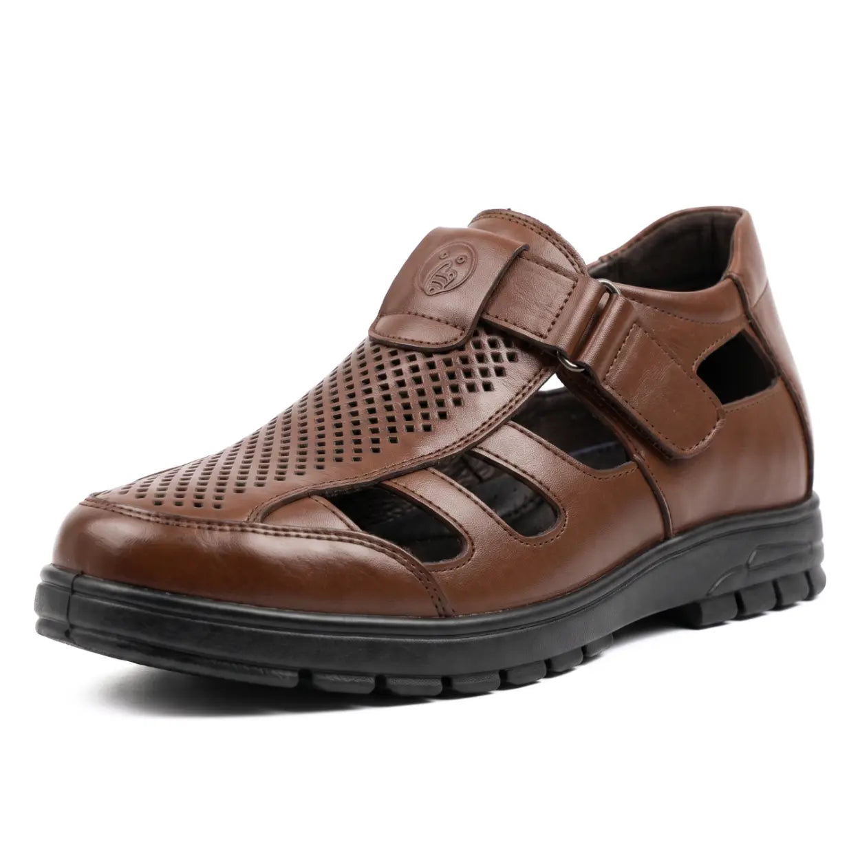 Cassian 7cm height increasing elevator leather sandals for men - Lucimora