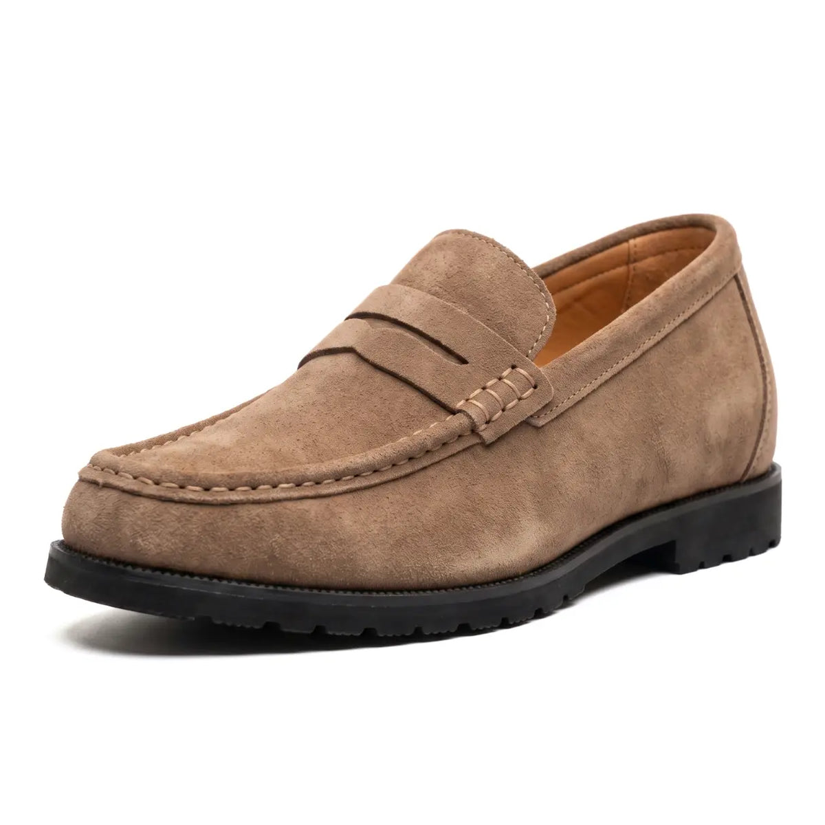 Men's 7cm Height Increasing Loafers | Castello Cowhide Leather Loafers | Lucimora - coffee