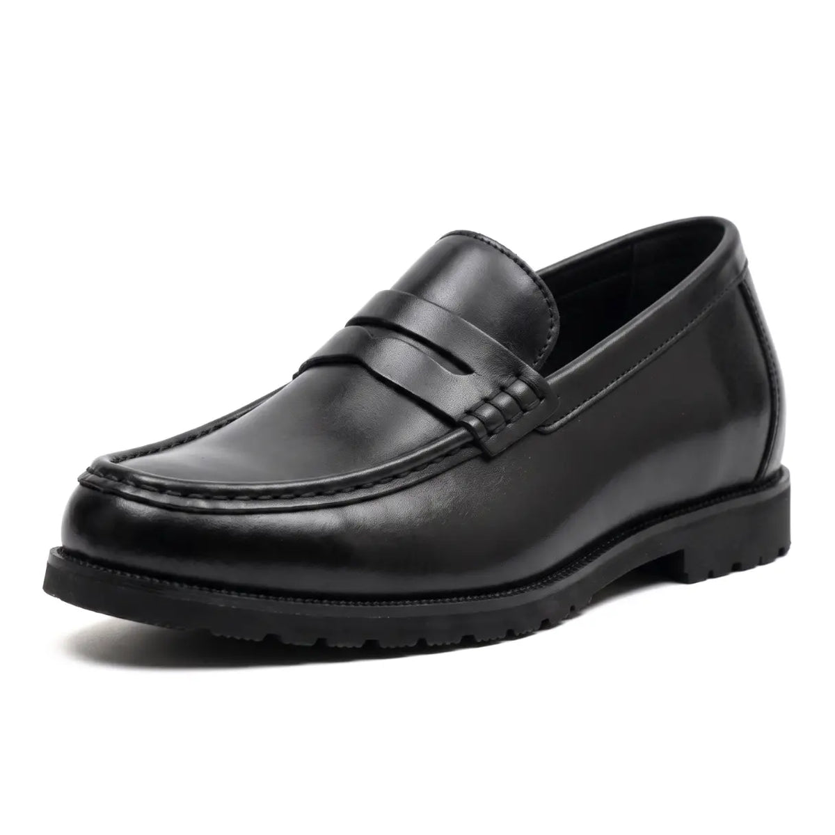Men's 7cm Height Increasing Loafers | Castello Cowhide Leather Loafers | Lucimora - black