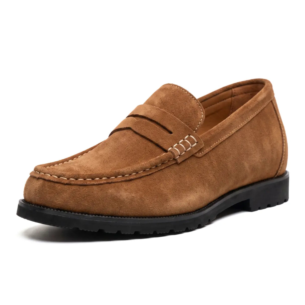 Men's 7cm Height Increasing Loafers | Castello Cowhide Leather Loafers | Lucimora - brown