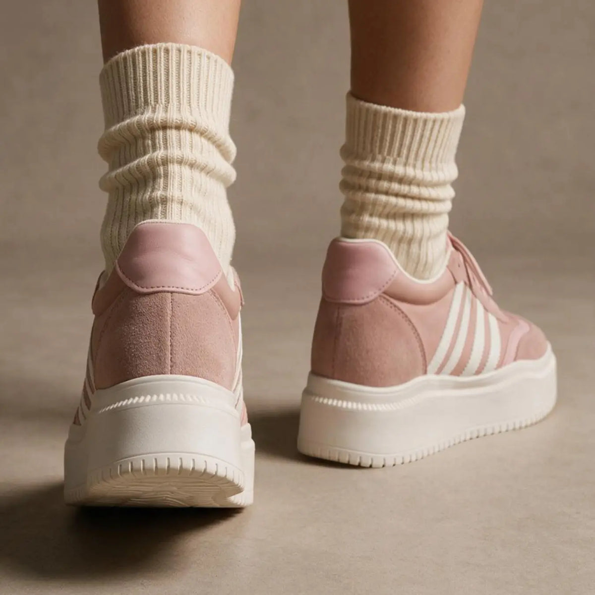 Delphine Women’s 9cm Elevator Platform Sneakers | Cowhide Leather Height Increasing Shoes | Lucimora - pink