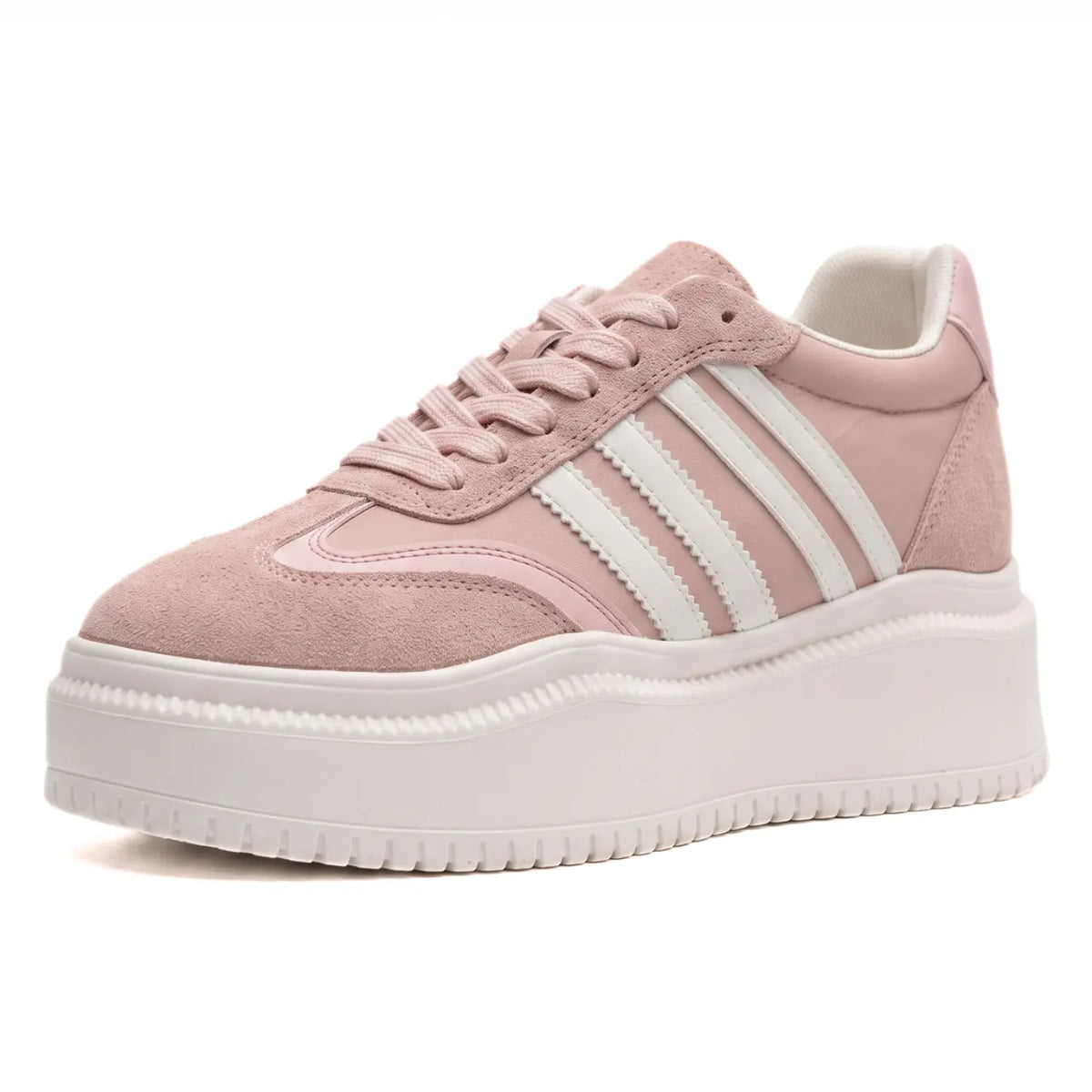 Delphine Women’s 9cm Elevator Platform Sneakers | Cowhide Leather Height Increasing Shoes | Lucimora - pink