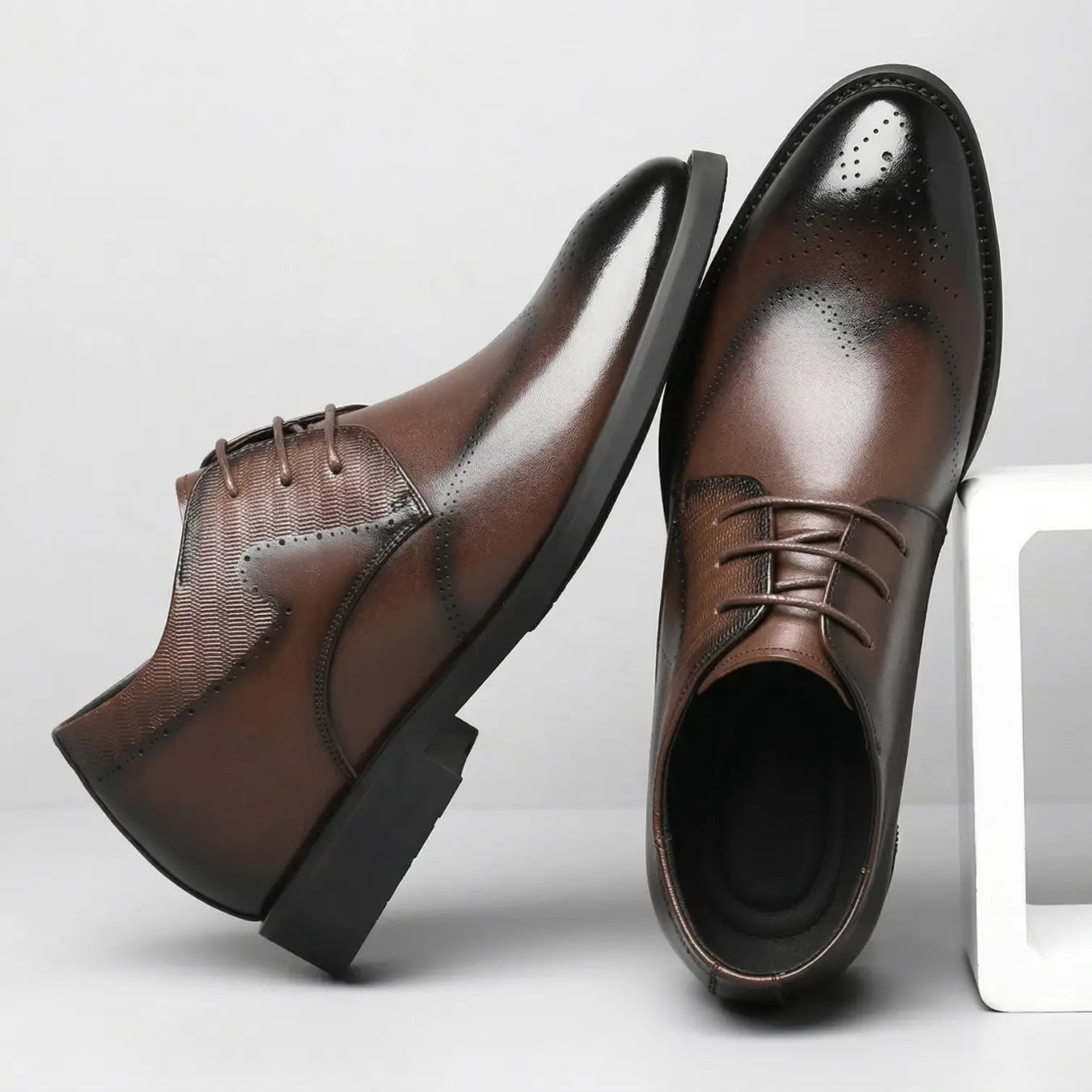 Dominus 8cm height increasing leather dress shoes for men - Lucimora