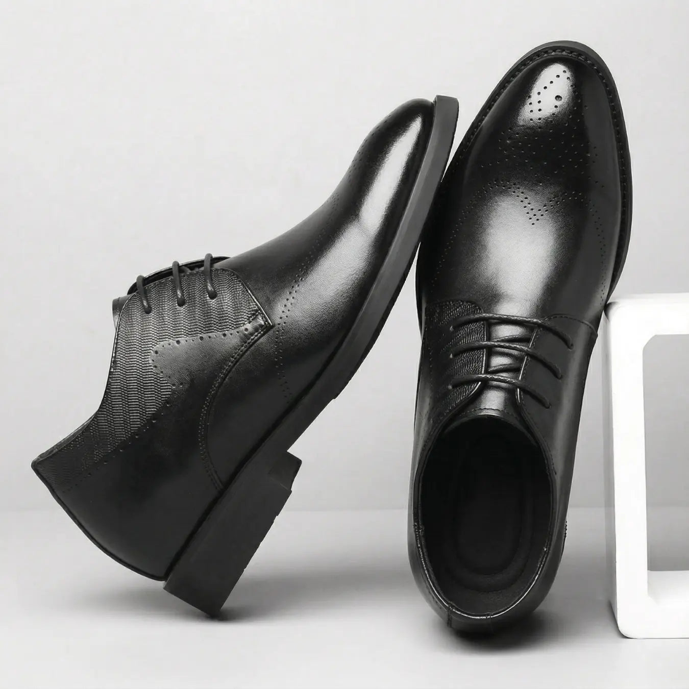 Dominus 8cm height increasing leather dress shoes for men - Lucimora