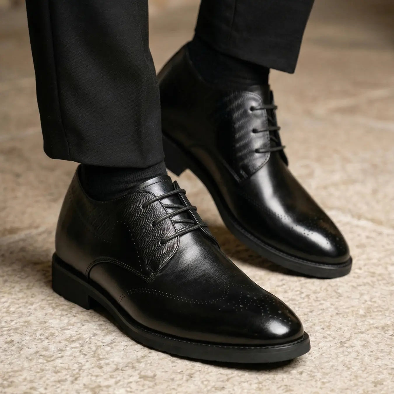 Dominus 8cm height increasing leather dress shoes for men - Lucimora