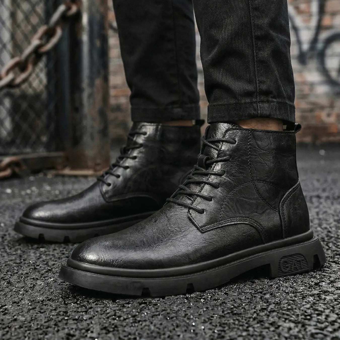GAT 8cm height increasing leather miliary leather boots for men - Lucimora