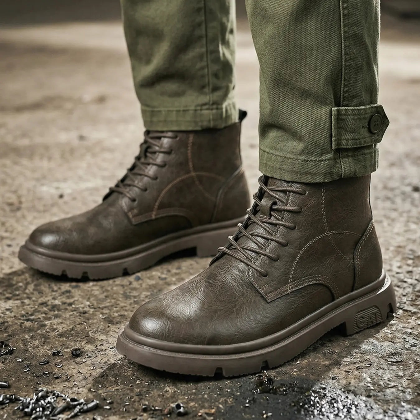 GAT 8cm height increasing leather miliary leather boots for men - Lucimora