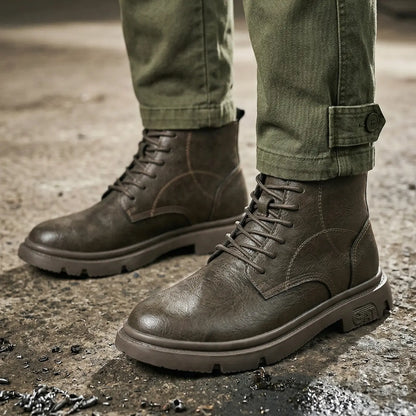 GAT 8cm height increasing leather miliary leather boots for men - Lucimora