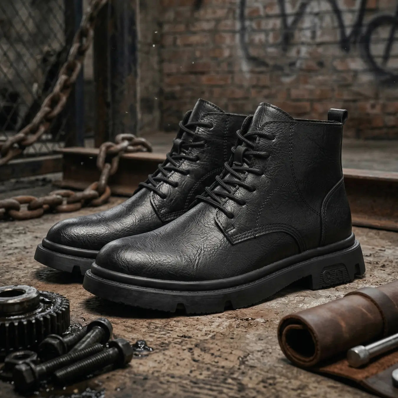 GAT 8cm height increasing leather miliary leather boots for men - Lucimora