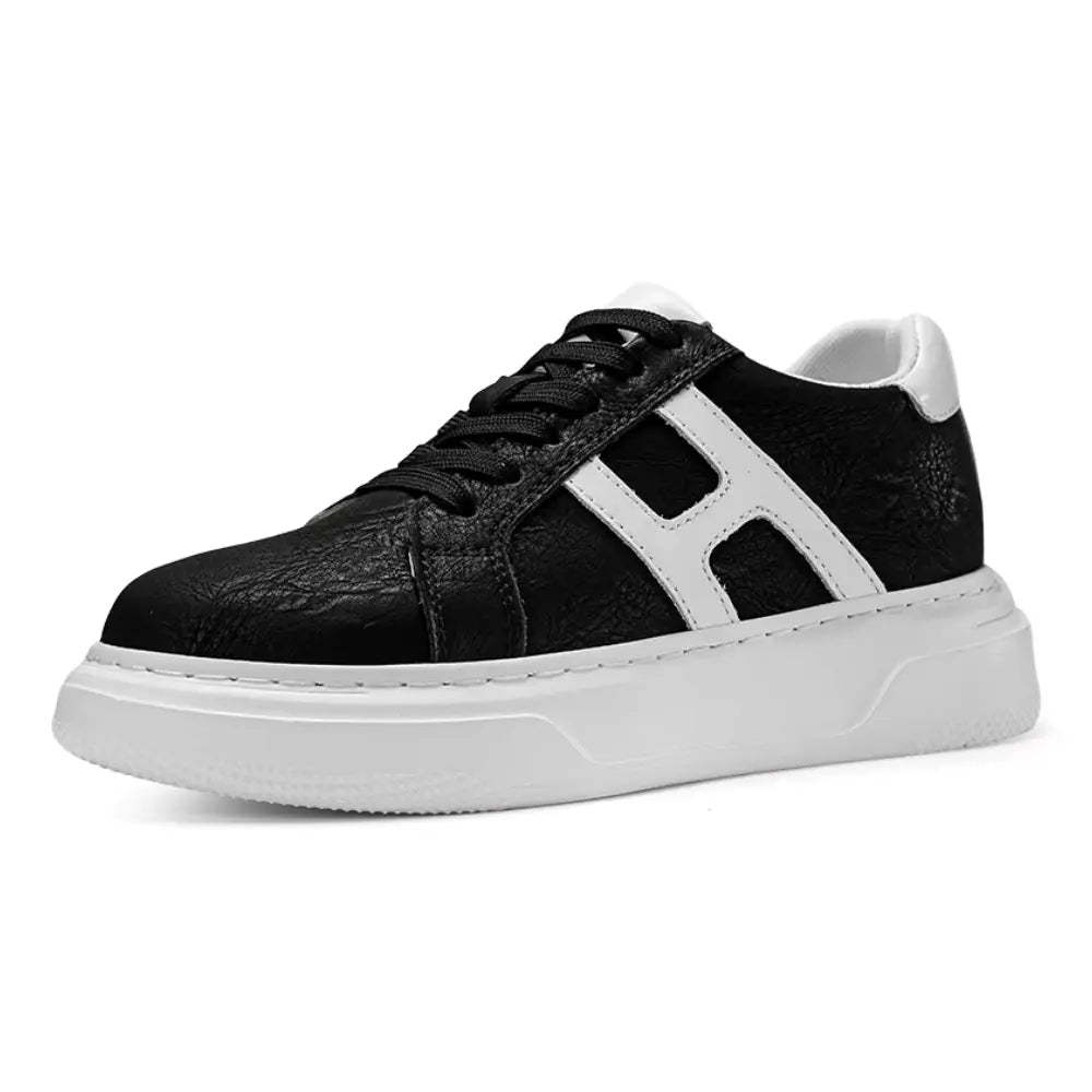 Hexo 8cm height increasing leather sneakers from lucimora, black