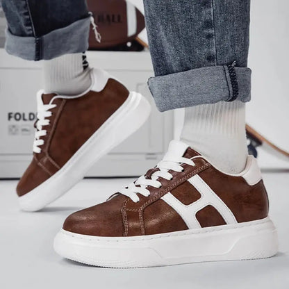 Hexo 8cm height increasing leather sneakers from lucimora, brown