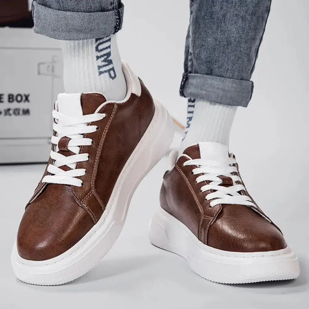 Hexo 8cm height increasing leather sneakers from lucimora, brown