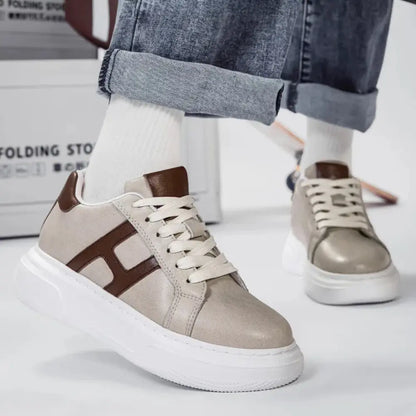 Hexo 8cm height increasing leather sneakers from lucimora, beige