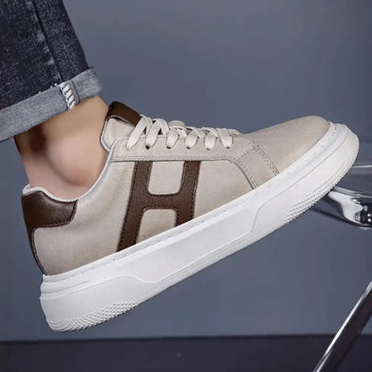 Hexo 8cm height increasing leather sneakers from lucimora, beige