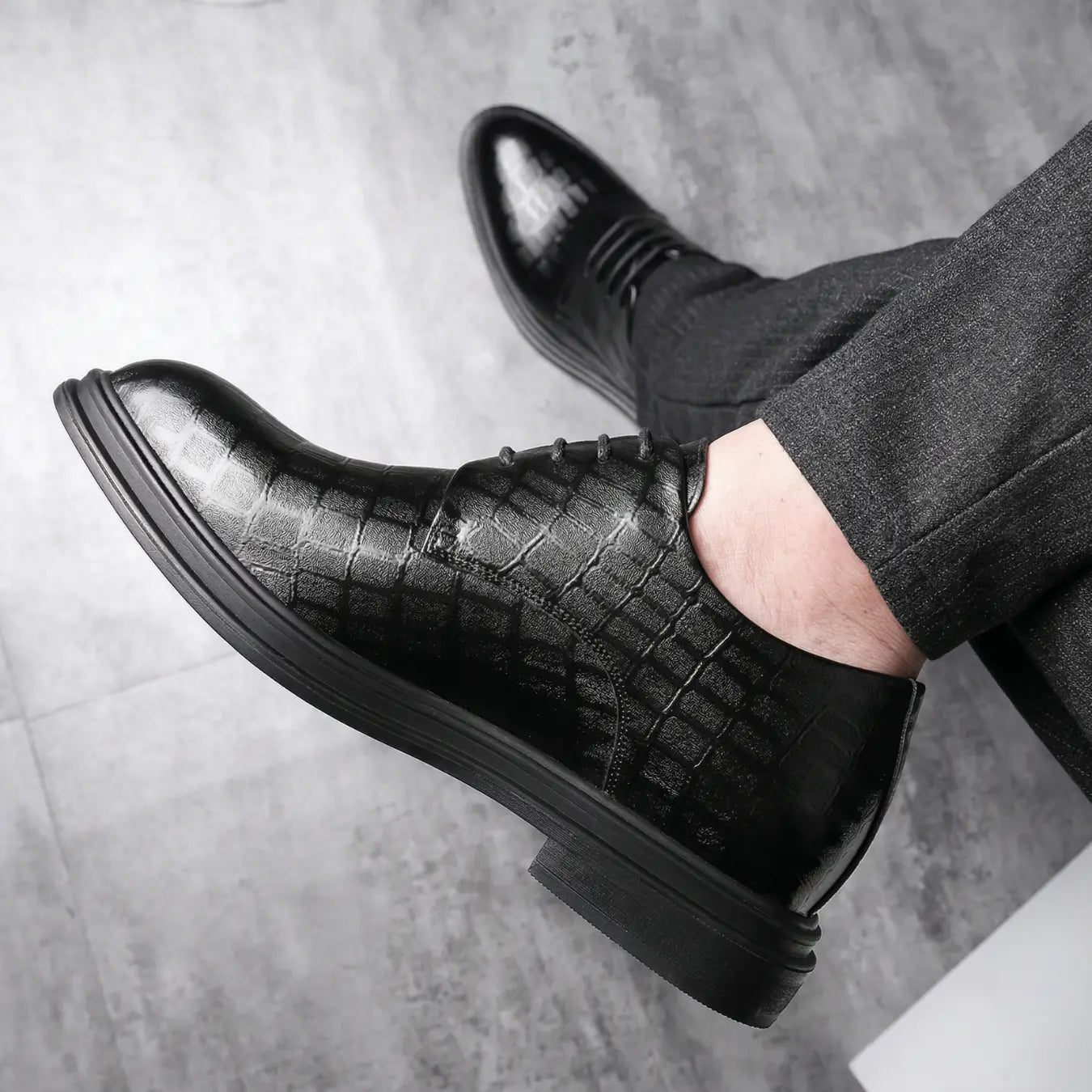 Imperial 8cm height increasing leather dress shoes for men - Lucimora