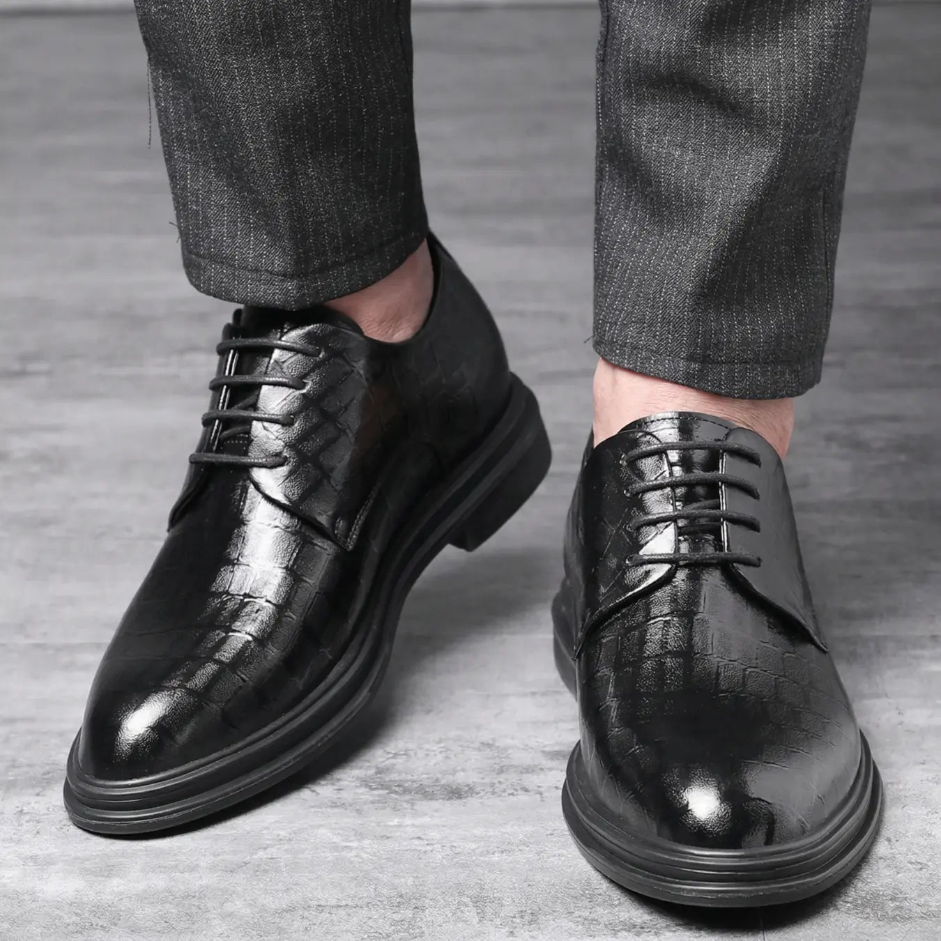 Imperial 8cm height increasing leather dress shoes for men - Lucimora