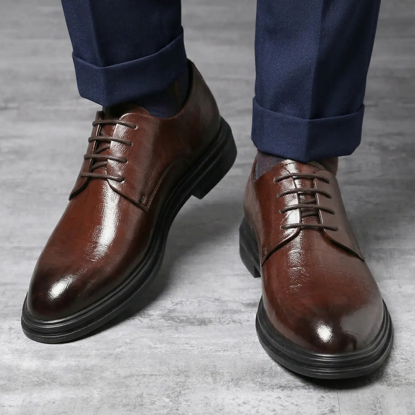 Imperial 8cm height increasing leather dress shoes for men - Lucimora