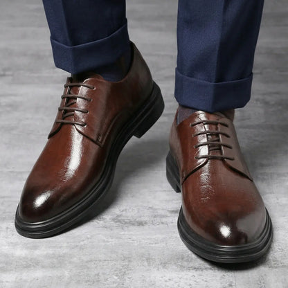Imperial 8cm height increasing leather dress shoes for men - Lucimora