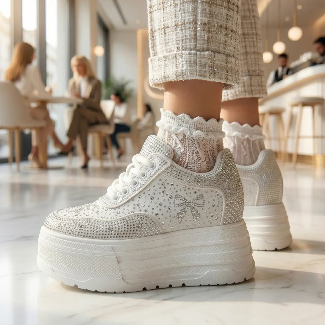 Liora 11cm height increasing platform sneakers for women - Lucimora