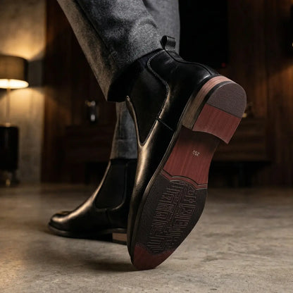 Lucent 7cm height increasing leather Chelsea boots for men - Lucimora