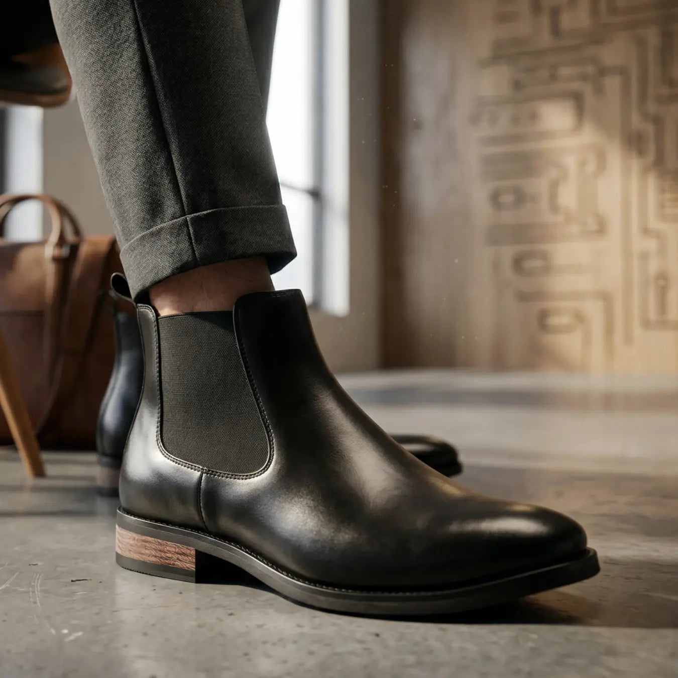 Lucent 7cm height increasing leather Chelsea boots for men - Lucimora