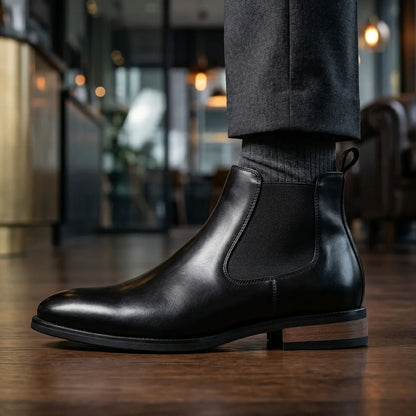 Lucent 7cm height increasing leather Chelsea boots for men - Lucimora