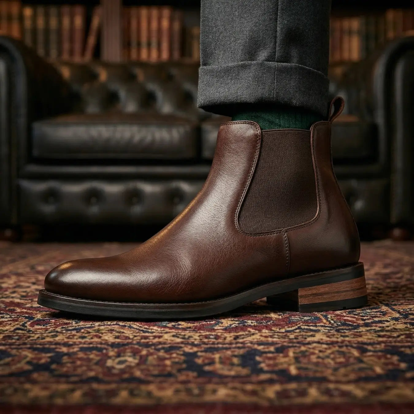 Lucent 7cm height increasing leather Chelsea boots for men - Lucimora