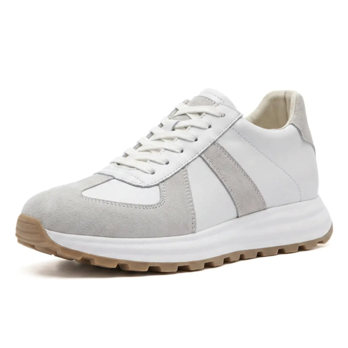 Marano Men’s Elevator Sneakers | 8cm Height Boost | Hidden Lift Shoes | Lucimora - white & grey