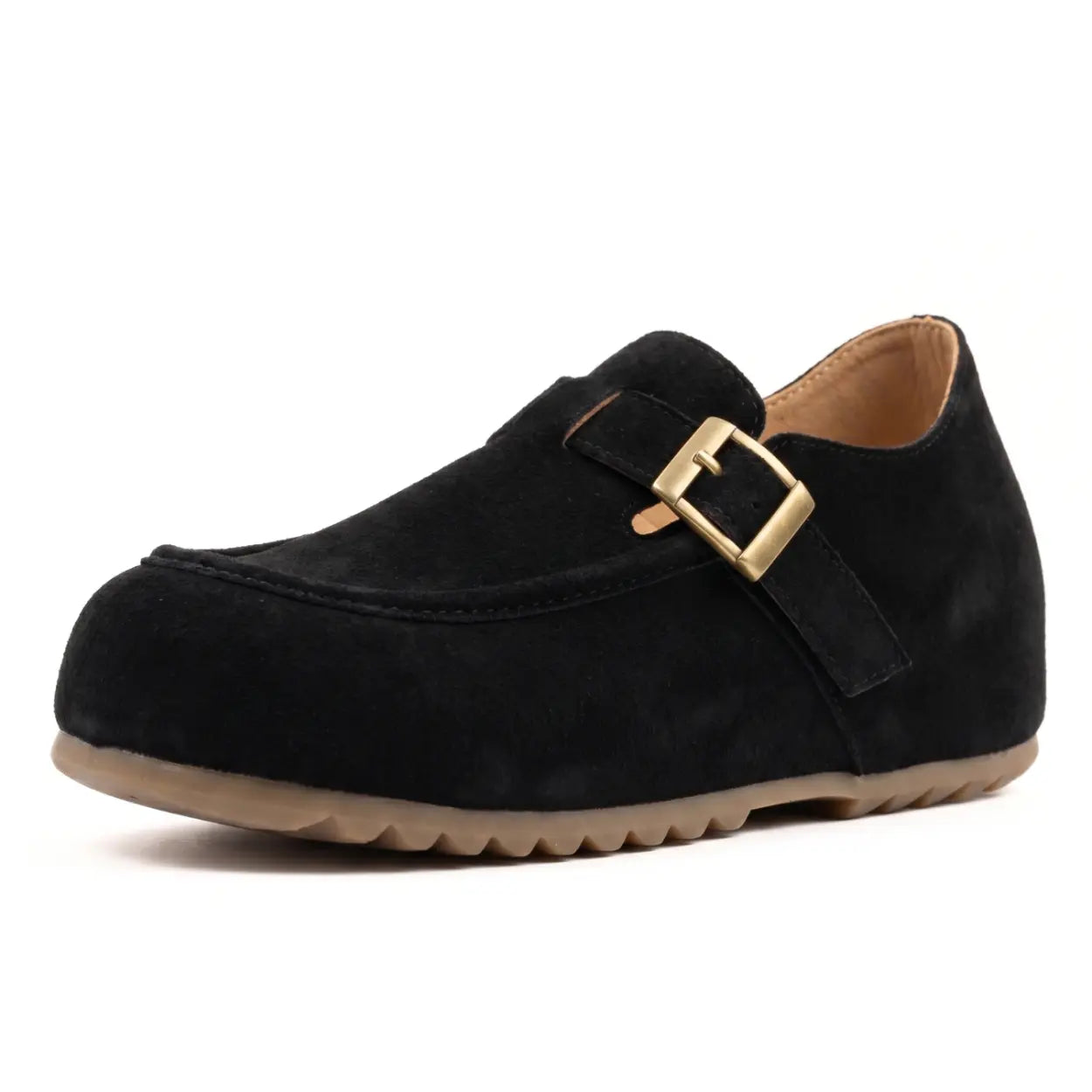 Merro 7cm height increasing suede monk-strap loafers for women - Lucimora