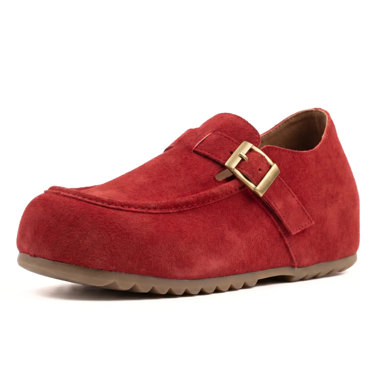 Merro 7cm height increasing suede monk-strap loafers for women - Lucimora