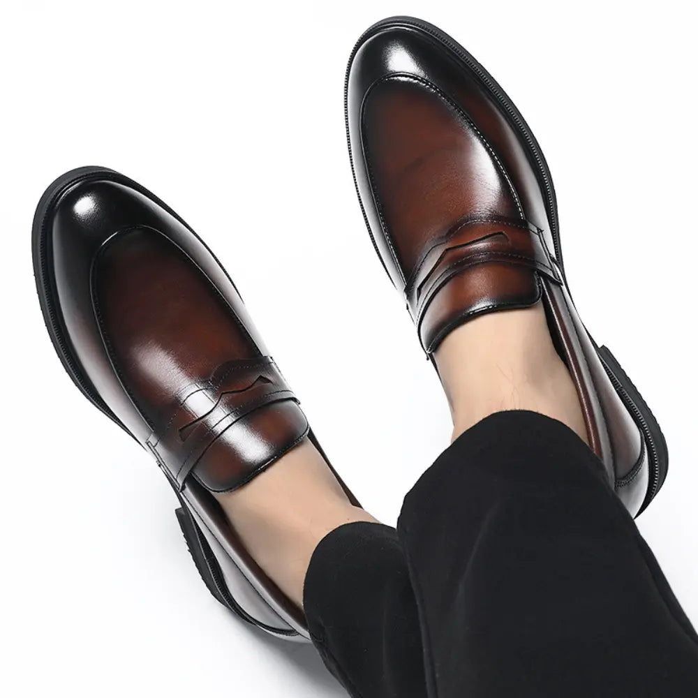 height increasing 6cm (2.4" inches) pigskin leather loafers for men - lucimora