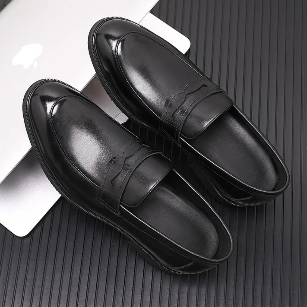 height increasing 6cm (2.4" inches) pigskin leather loafers for men - lucimora