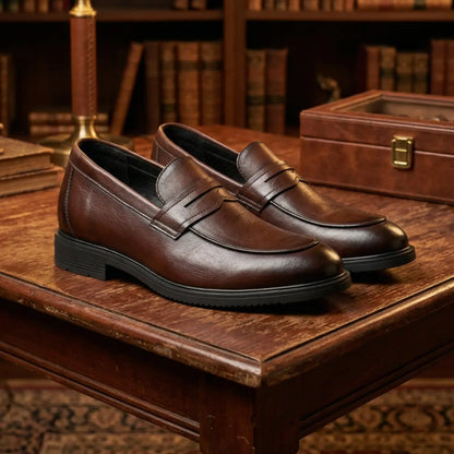 Monarch 7cm height increasing leather dress loafers for men - Lucimora