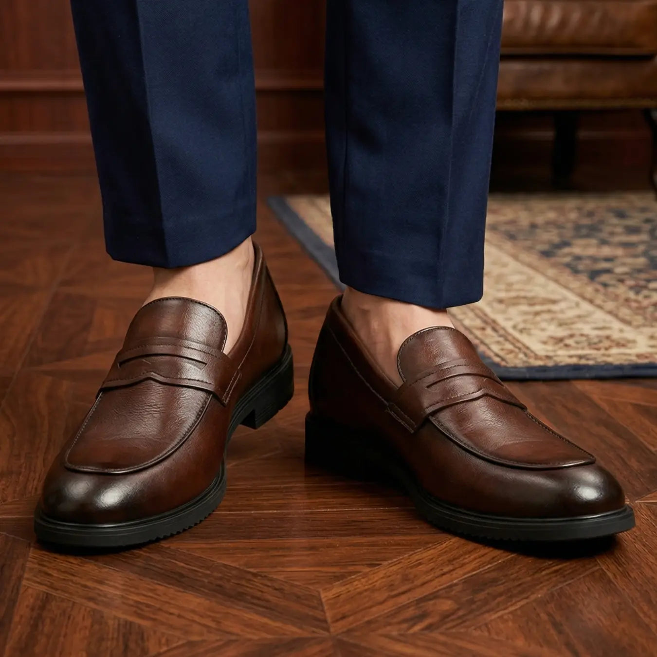 Monarch 7cm height increasing leather dress loafers for men - Lucimora