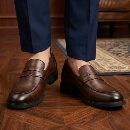 Monarch 7cm height increasing leather dress loafers for men - Lucimora