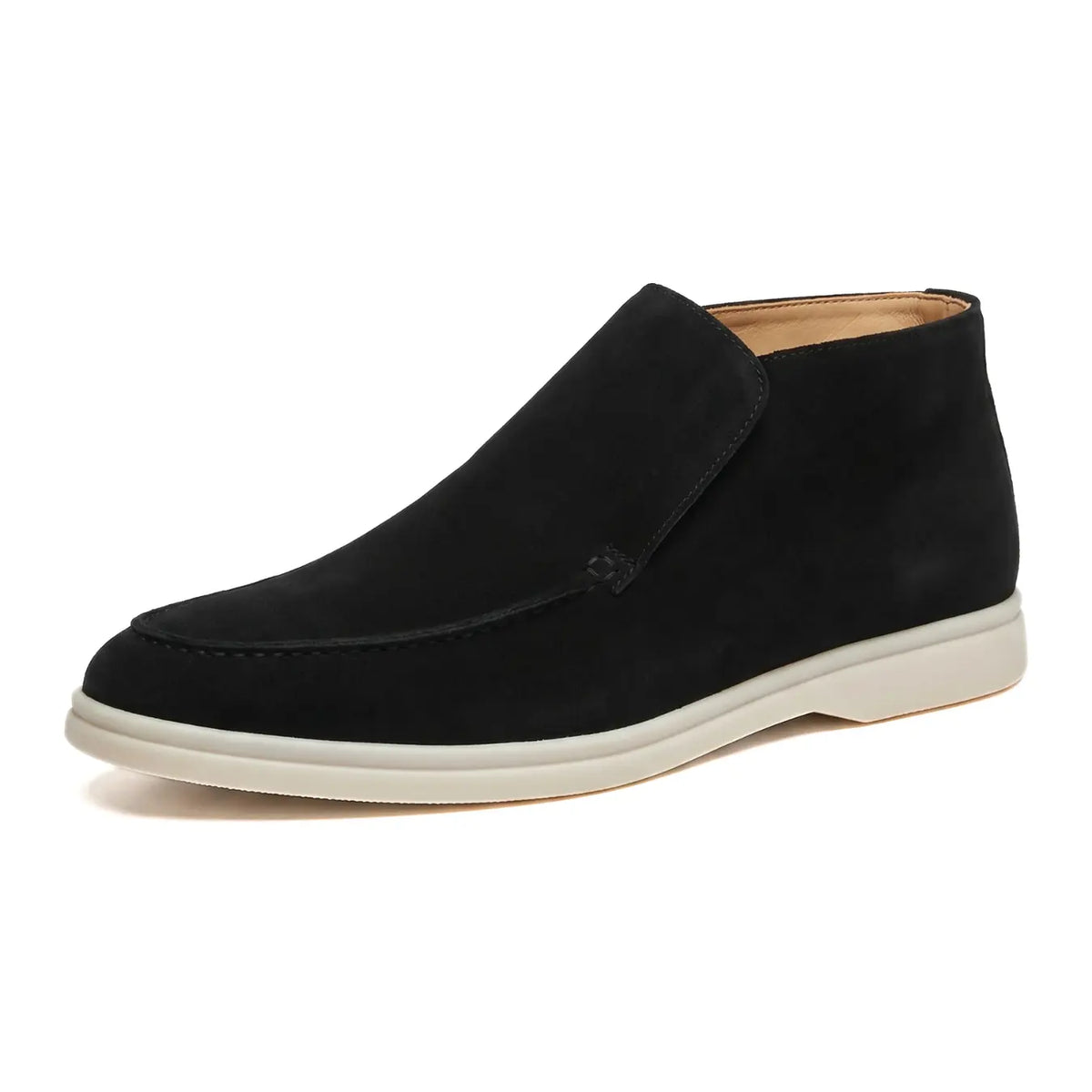 Montalvo Men’s 4.5cm Elevator Loafer Boots | Moc Toe Slip-On Suede Leather Height Increasing Shoes | Lucimora - black