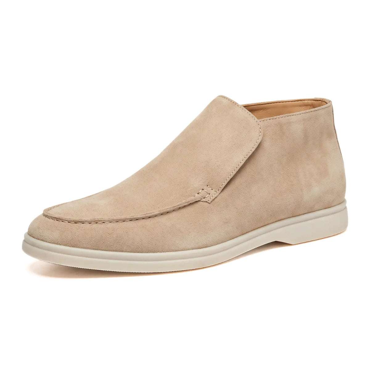 Montalvo Men’s 4.5cm Elevator Loafer Boots | Moc Toe Slip-On Suede Leather Height Increasing Shoes | Lucimora - beige
