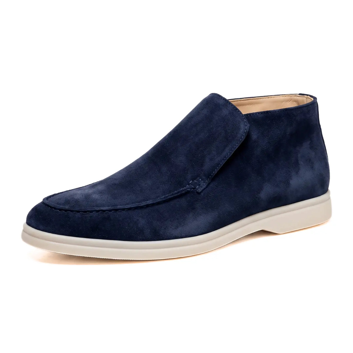 Montalvo Men’s 4.5cm Elevator Loafer Boots | Moc Toe Slip-On Suede Leather Height Increasing Shoes | Lucimora - navy