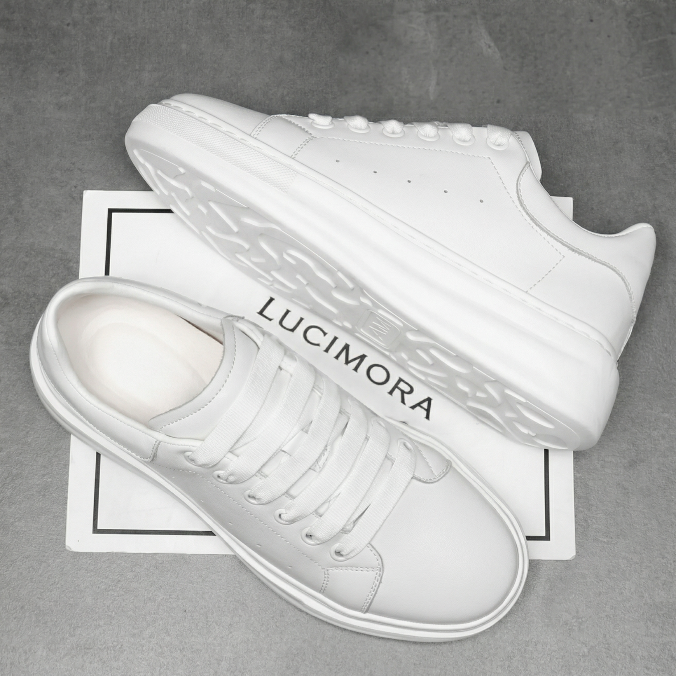 Montra (8cm Height Increase) | Elevator Leather Sneakers