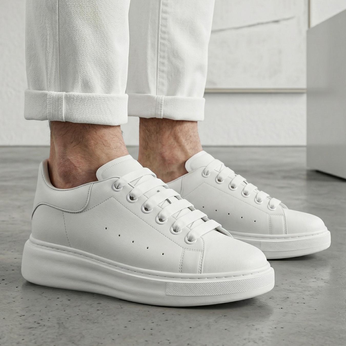 Montra 8cm height increasing cowhide leather sneakers for men - Lucimora
