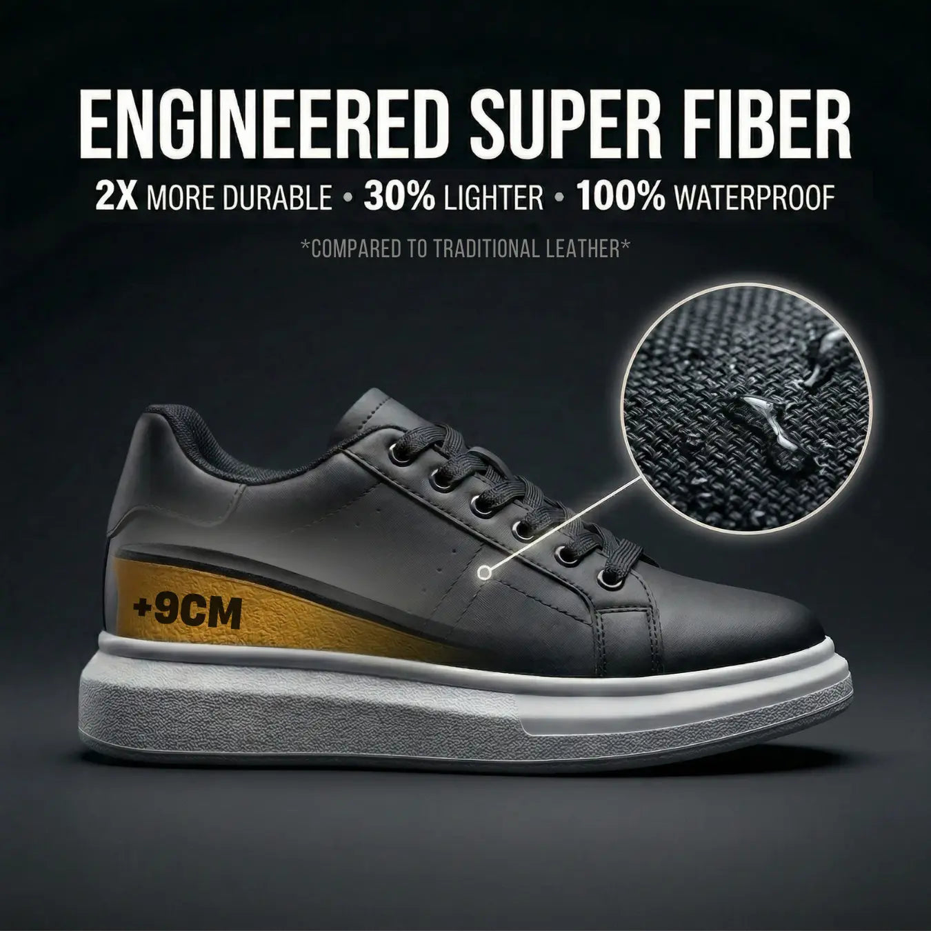 Moris 9cm height increasing microfiber sneakers - Lucimora