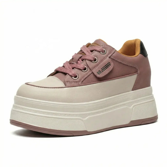 Nova 10cm (3.9" inches) height increasing elevator platform leather sneakers for women from Lucimora 