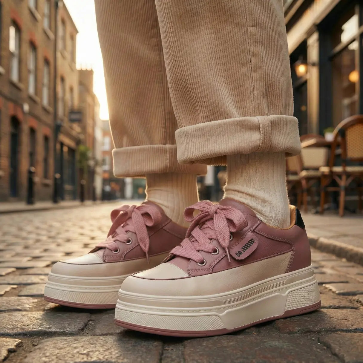 Nova 10cm (3.9" inches) height increasing elevator platform leather sneakers for women from Lucimora 