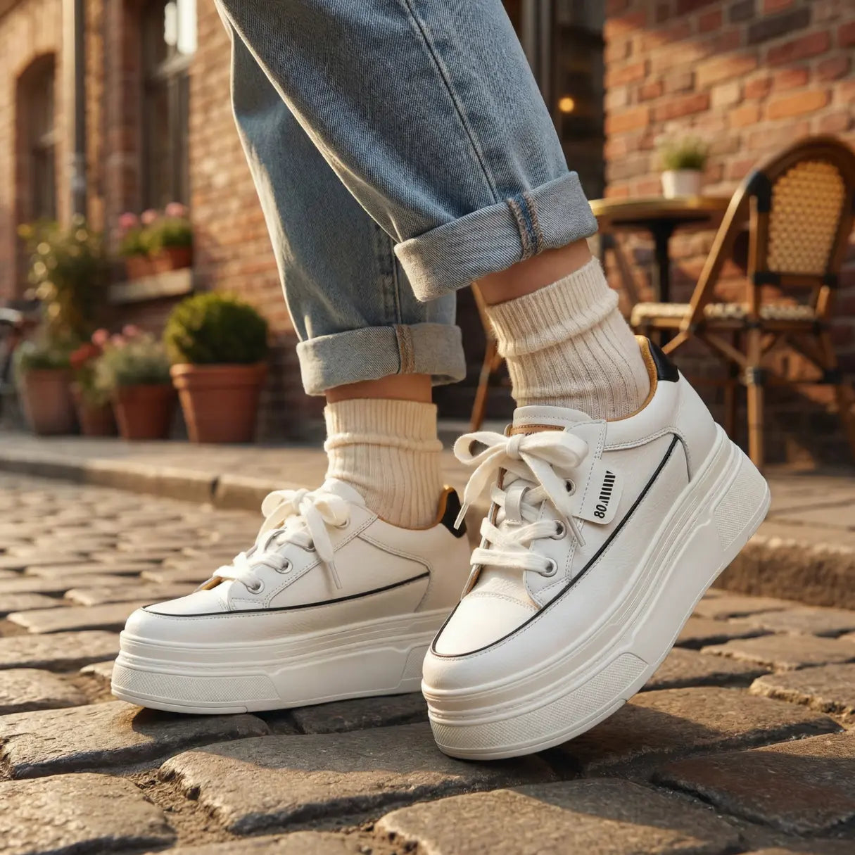 Nova 10cm (3.9" inches) height increasing elevator platform leather sneakers for women from Lucimora 