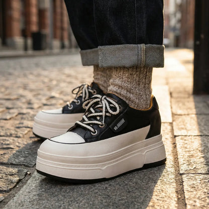 Nova 10cm (3.9" inches) height increasing elevator platform leather sneakers for women from Lucimora 