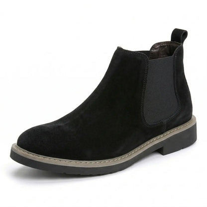Nexus 7cm height increasing suede leather Chelsea boots for men - Lucimora